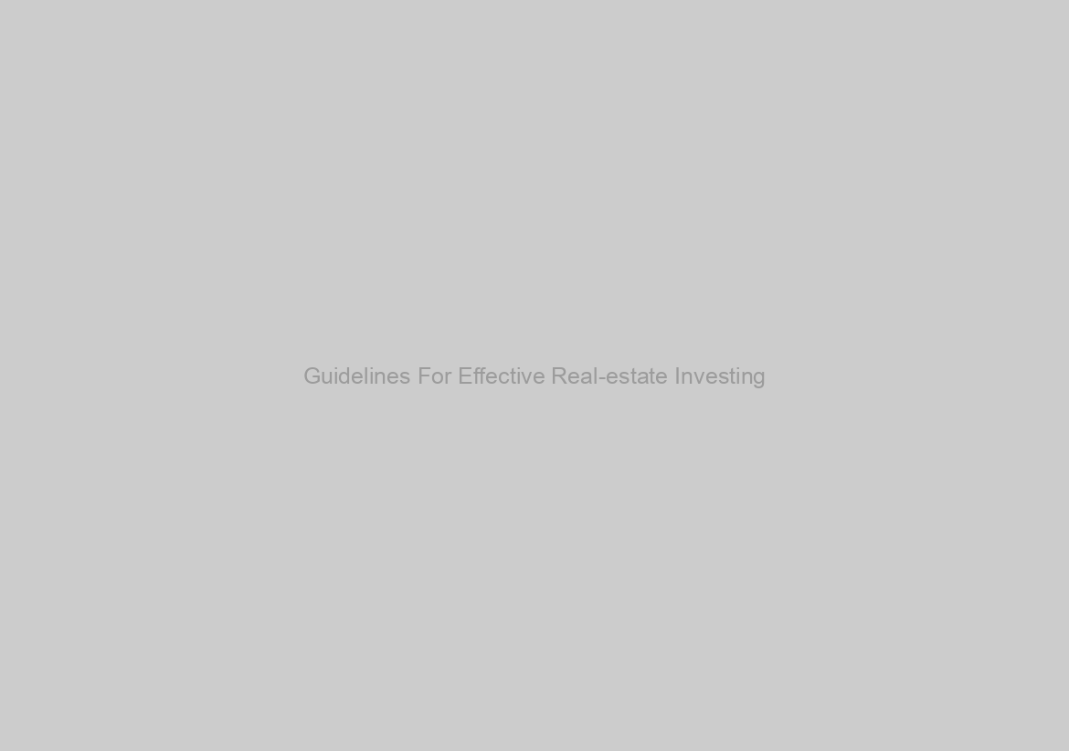 Guidelines For Effective Real-estate Investing